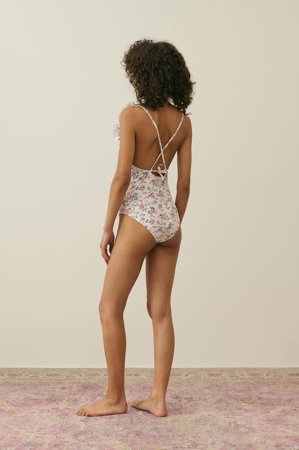 Reva Bathing Suit Cream Retro Garden