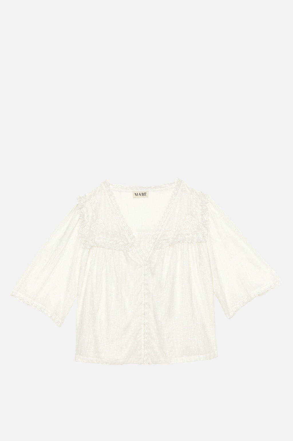 M.A.B.E. Brea Frill Emb Top Ivory.