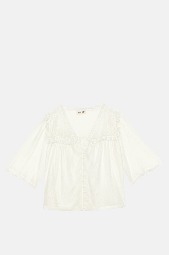 Brea Frill Emb Top Ivory