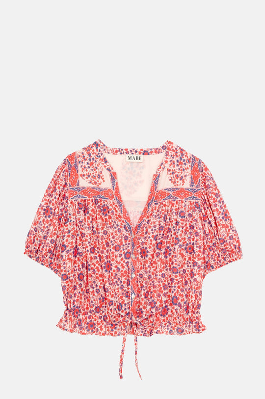 Della Print S/S Top Red/Navy