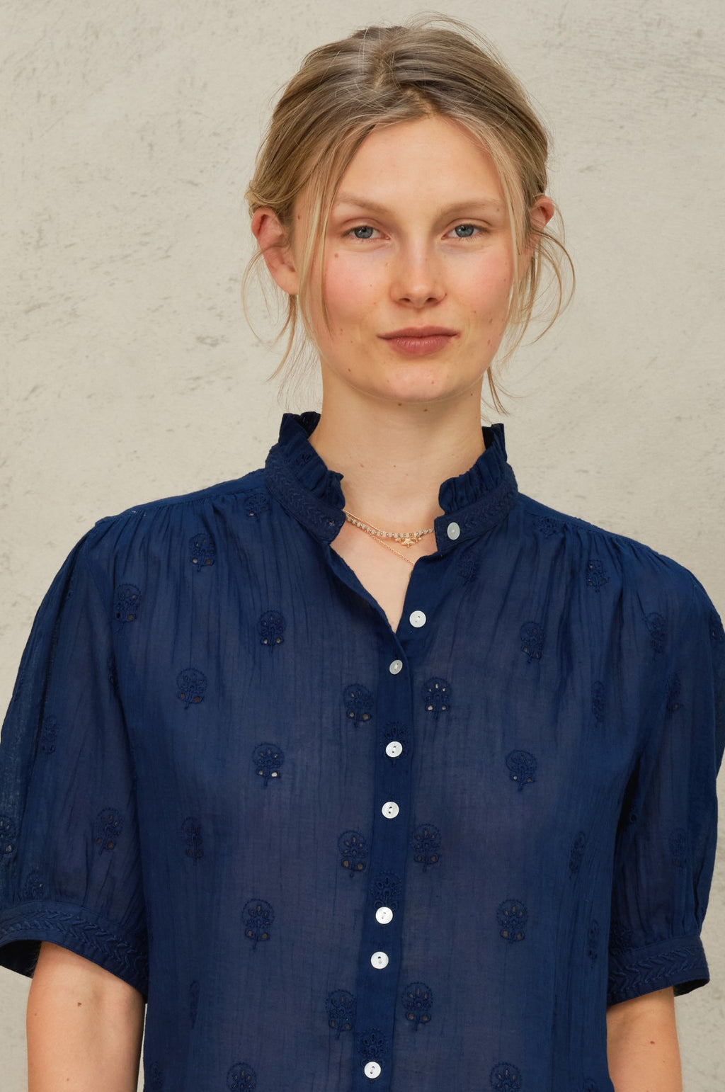 Frani Emb Top Indigo
