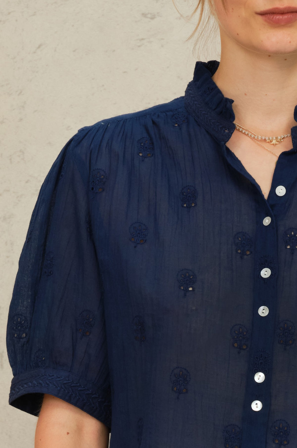 Frani Emb Top Indigo