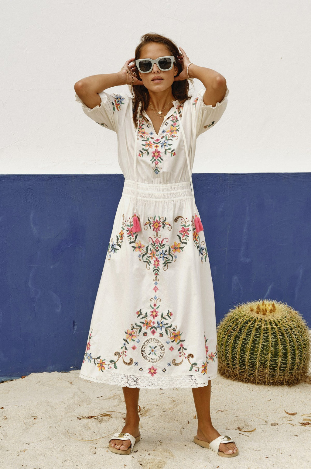 Gracie Emb Midi Dress Multi
