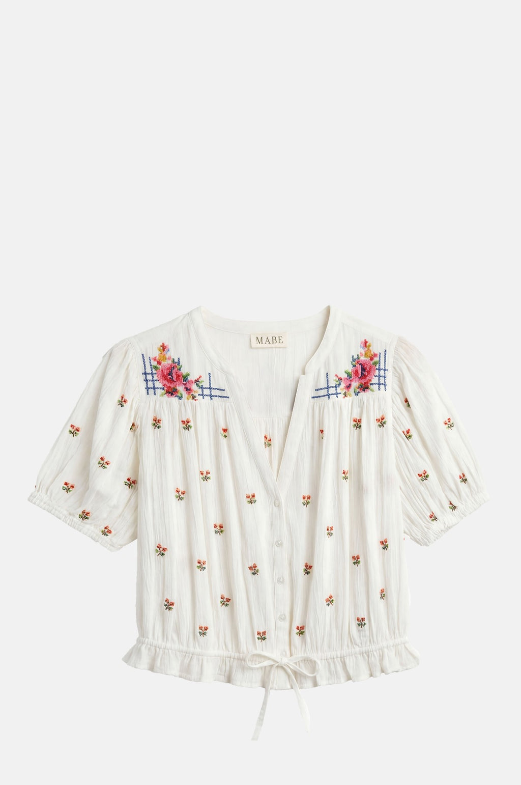 M.A.B.E. Harlie Emb S/S Top Ecru/Multi.