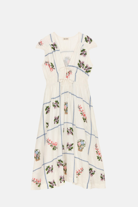 Rhoda Emb Midi Dress Multi