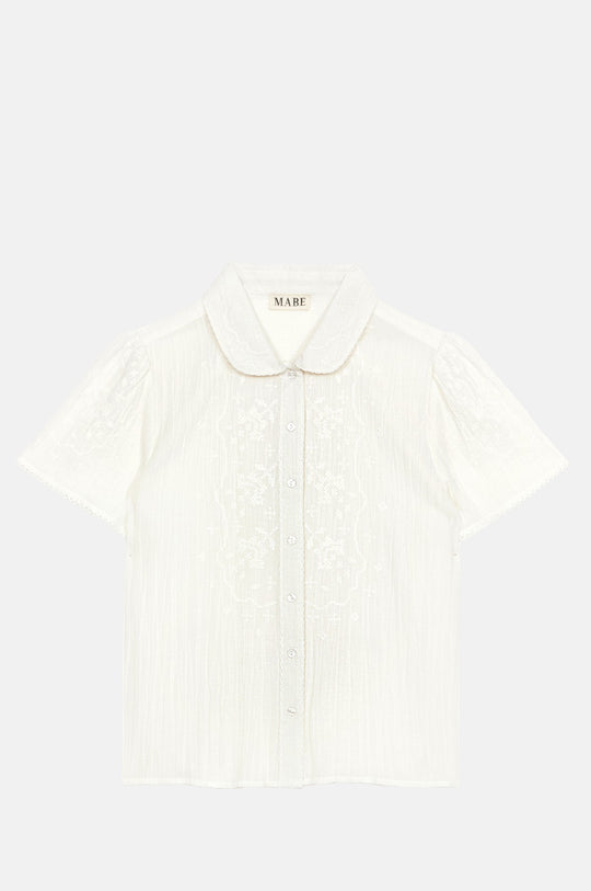 Ruby Emb S/S Top Ecru/White