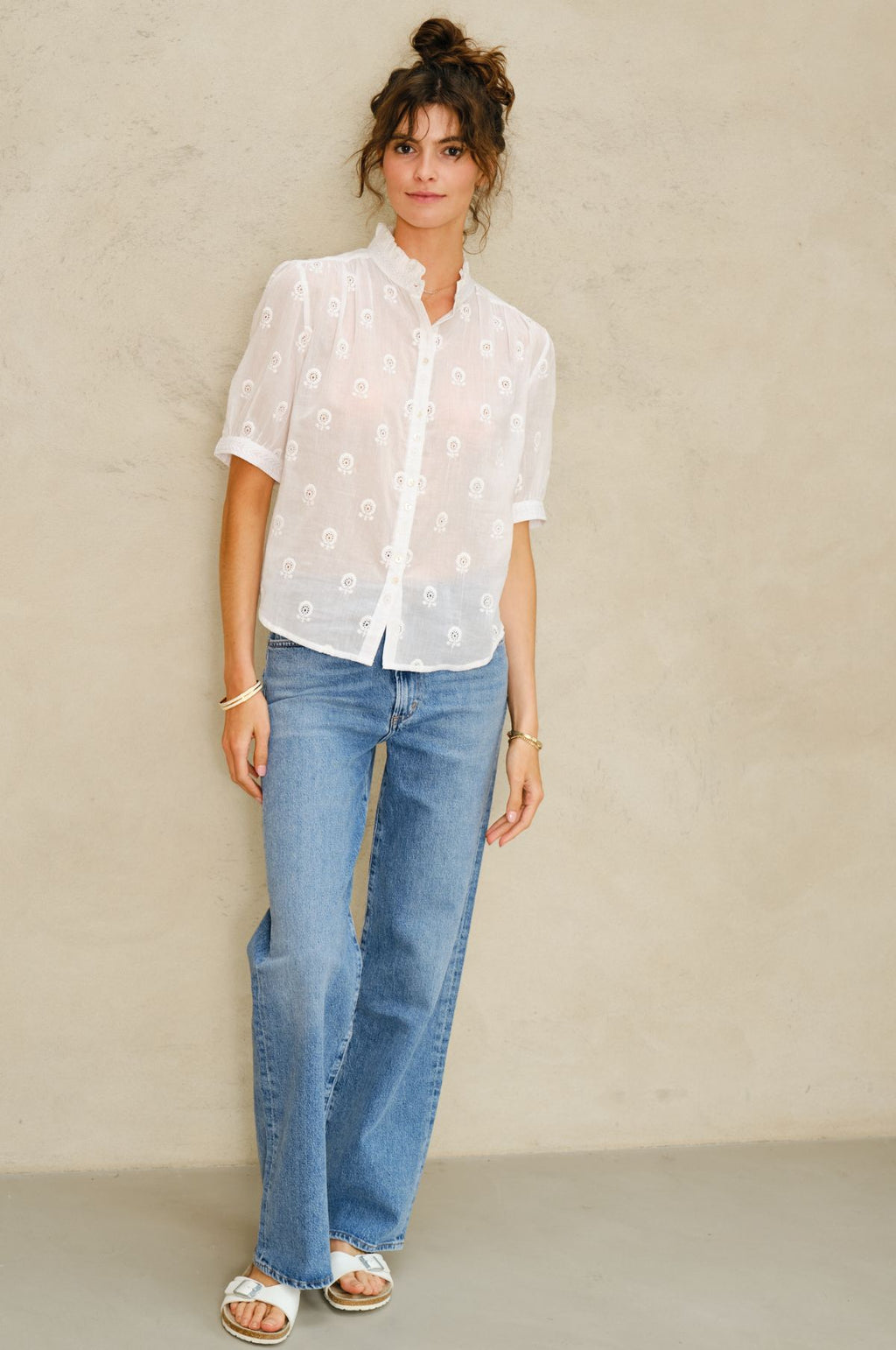 Frani Emb Top White