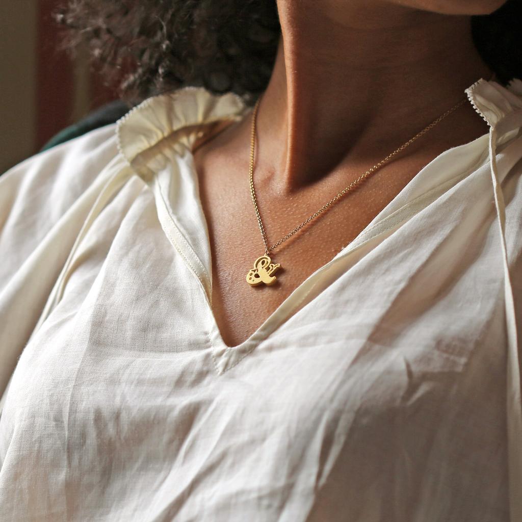 Alex Monroe Just my Type Ampersand Necklace Gold – The Hambledon
