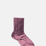 Maria La Rosa One Ribbed Laminated Socks Bordeaux.