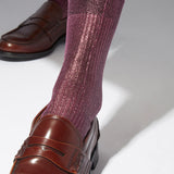 One Ribbed Laminated Socks Bordeaux