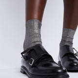 One Ribbed Laminated Socks Grey