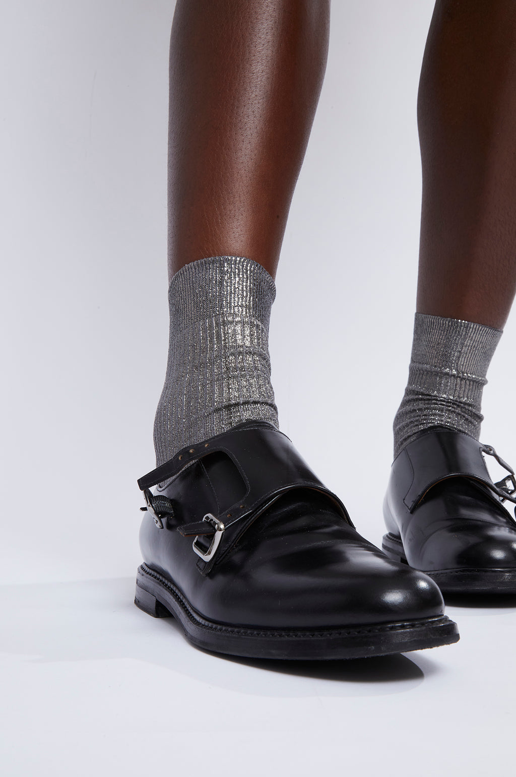 One Ribbed Laminated Socks Grey