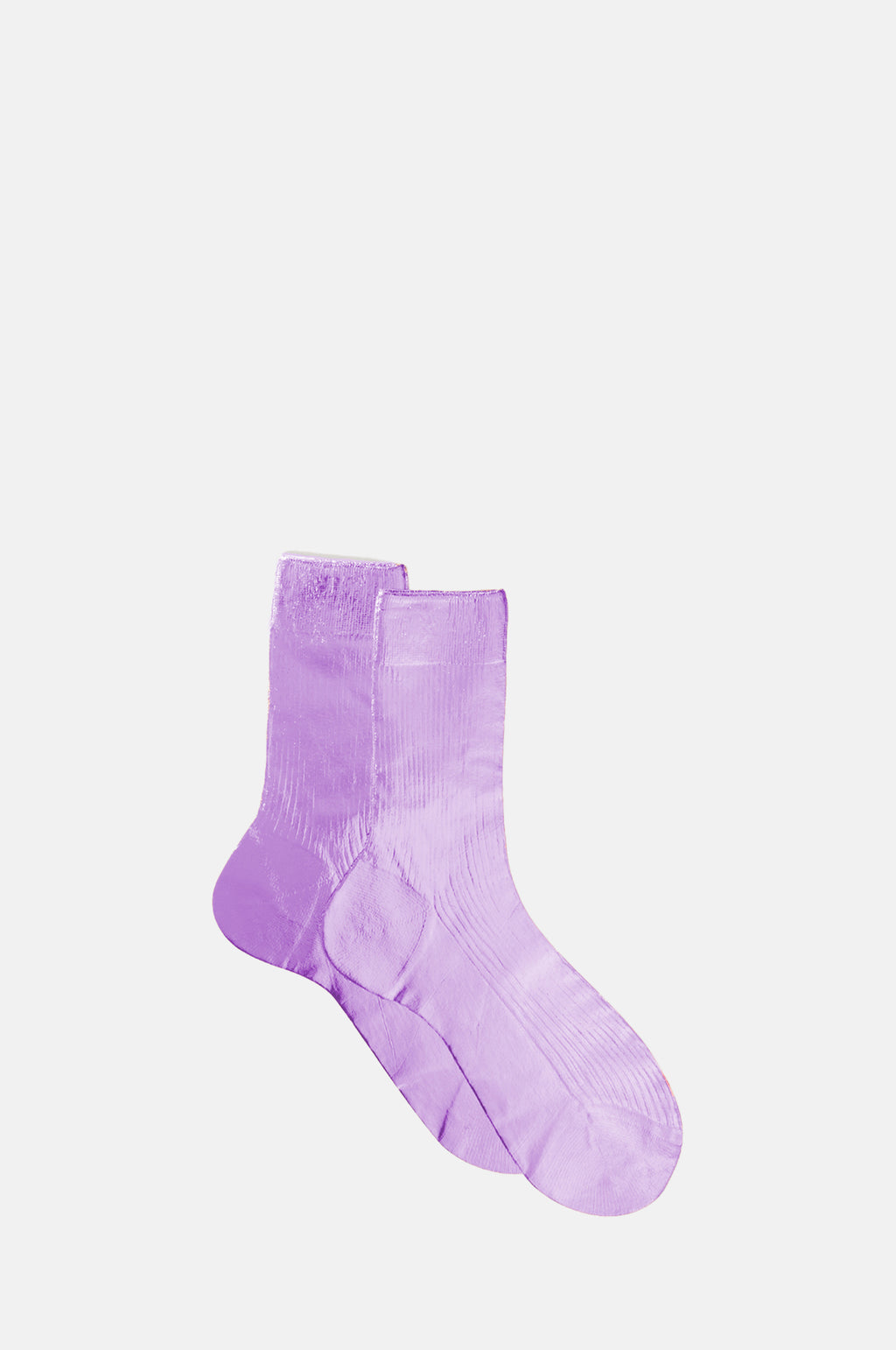 Maria La Rosa One Ribbed Laminated Socks Lilac.