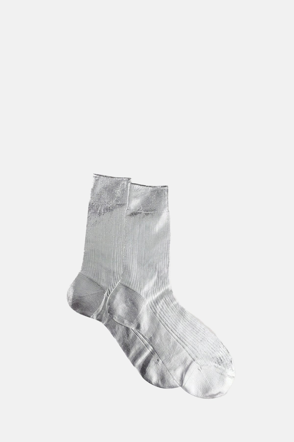 Maria La Rosa One Ribbed Laminated Socks Silver.