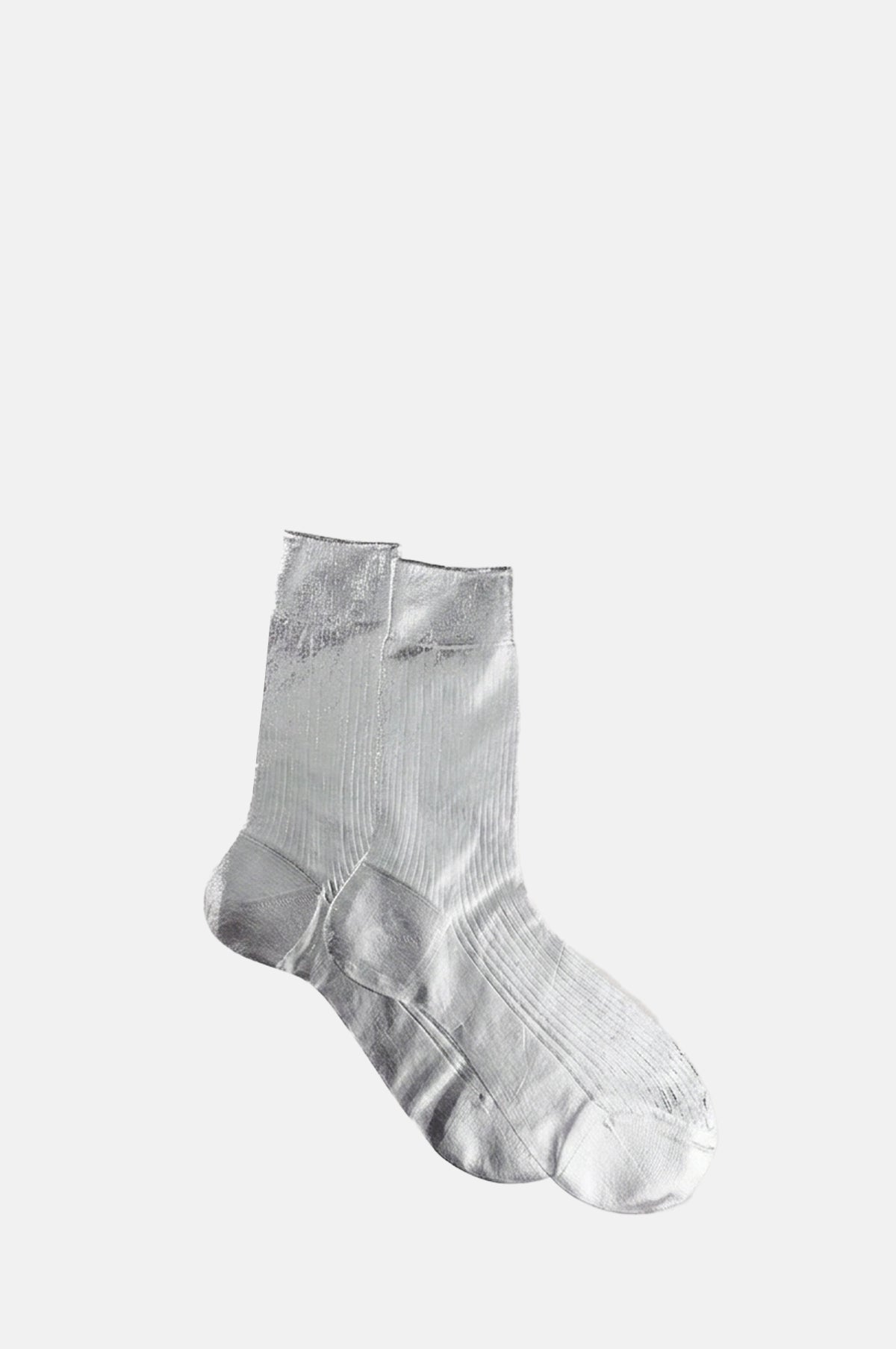 Maria La Rosa One Ribbed Laminated Socks Silver.