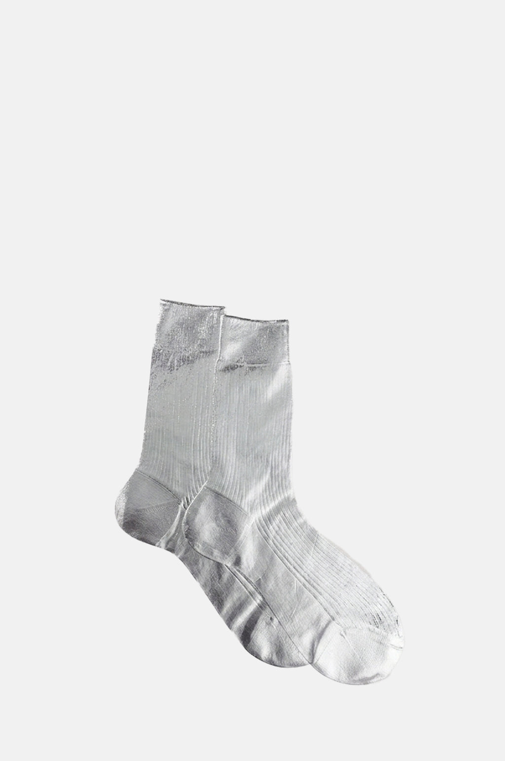 Maria La Rosa One Ribbed Laminated Socks Silver.