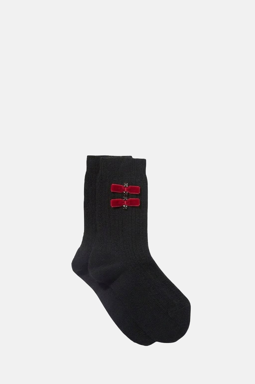 Maria La Rosa Vivaldi Wool Socks Black Red Velvet.
