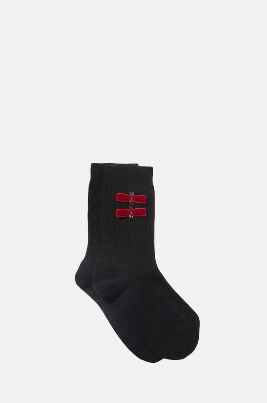 Vivaldi Wool Socks Black Red Velvet