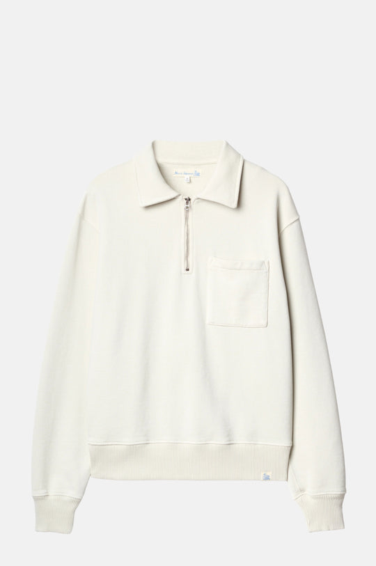 Authentic Fleece Polo Collared Half-Zip Cotton Sweatshirt Nature