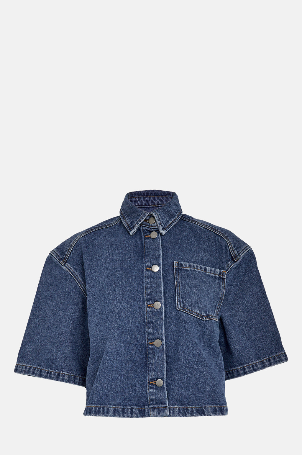 Minus Kaddi Cropped Shirt Mid Blue Denim.