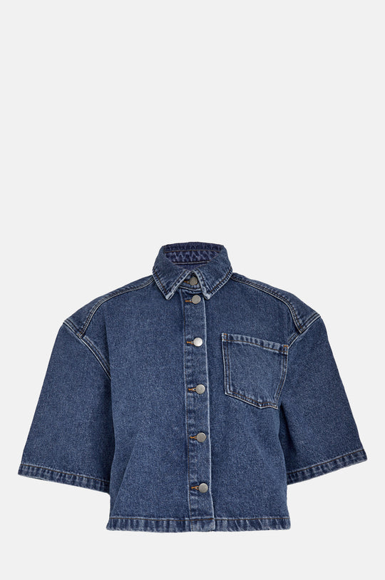 Kaddi Cropped Shirt Mid Blue Denim