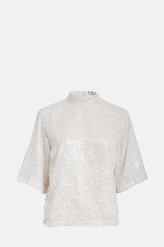 Kaisa High Neck Blouse Cloud Dancer