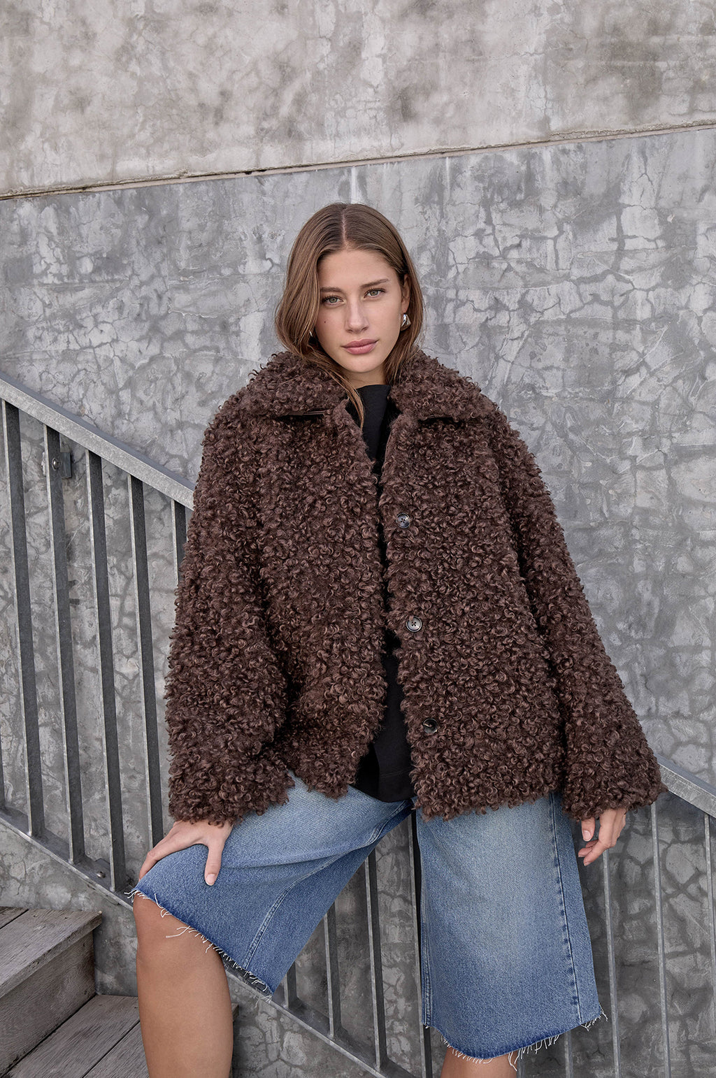 Petzy Faux Fur Jacket Chicory Coffee