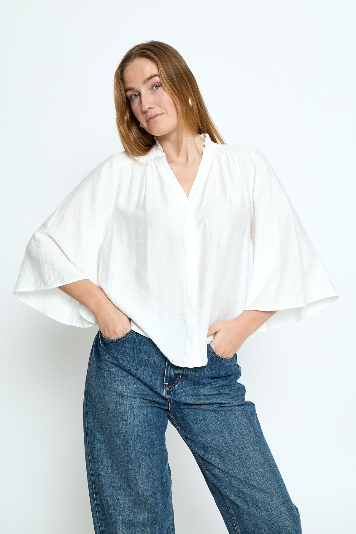 Seria V-Neck Shirt Cloud Dancer