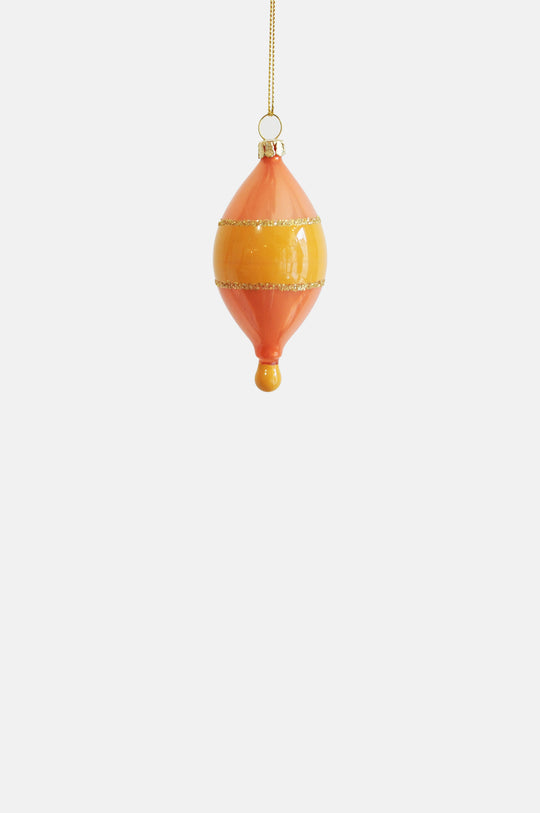 Mod Droplet Large Ornament Apricot with Yellow Band
