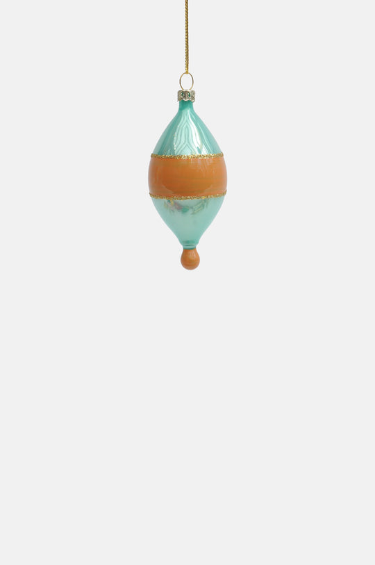 Mod Droplet Large Ornament Blue with Peach Band