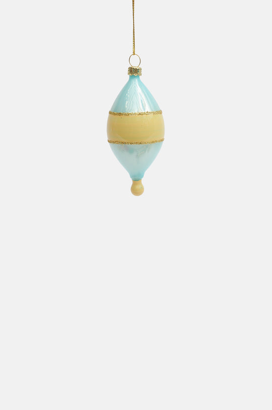 Mod Droplet Large Ornament Blue with Yellow Band