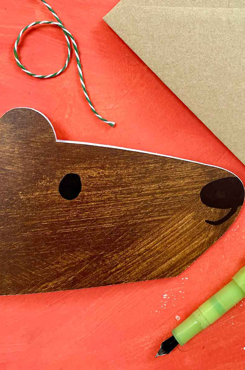 Brown Bear Shaped Greeting Card