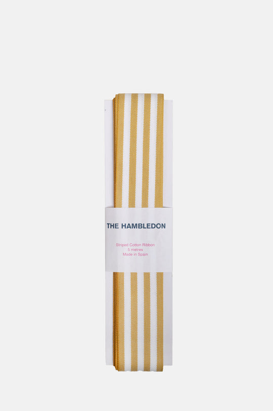 Mustard Cotton Stripe Ribbon 35mm x 5m