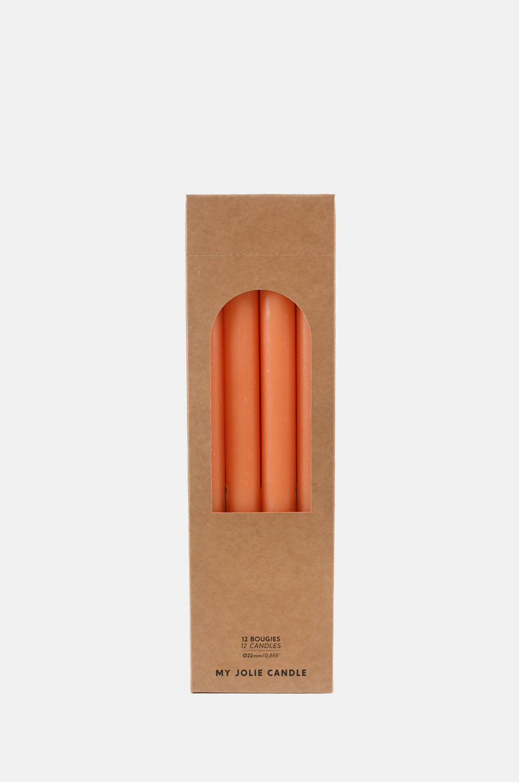 My Jolie Candle Box of 12 Dinner Candles Orange.