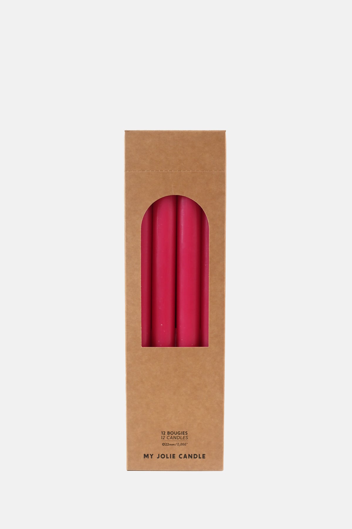 My Jolie Candle Box of 12 Dinner Candles Rose Fonce.