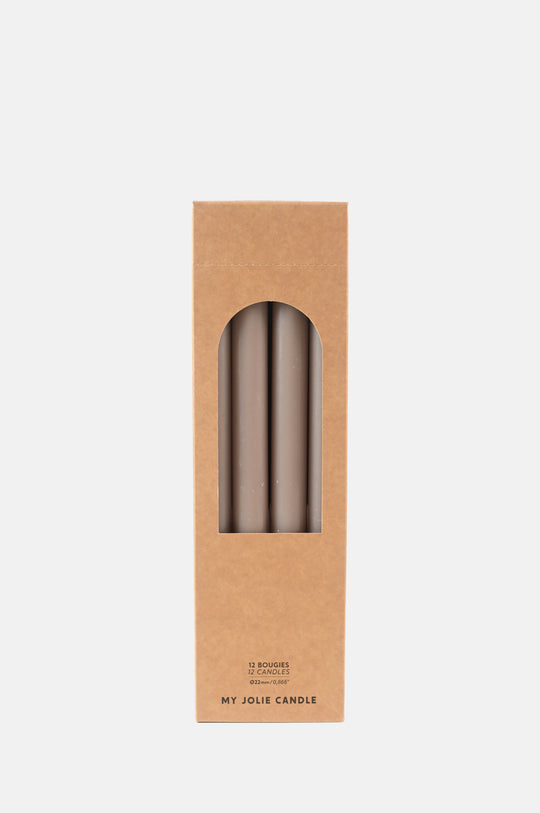Box of 12 Dinner Candles Taupe
