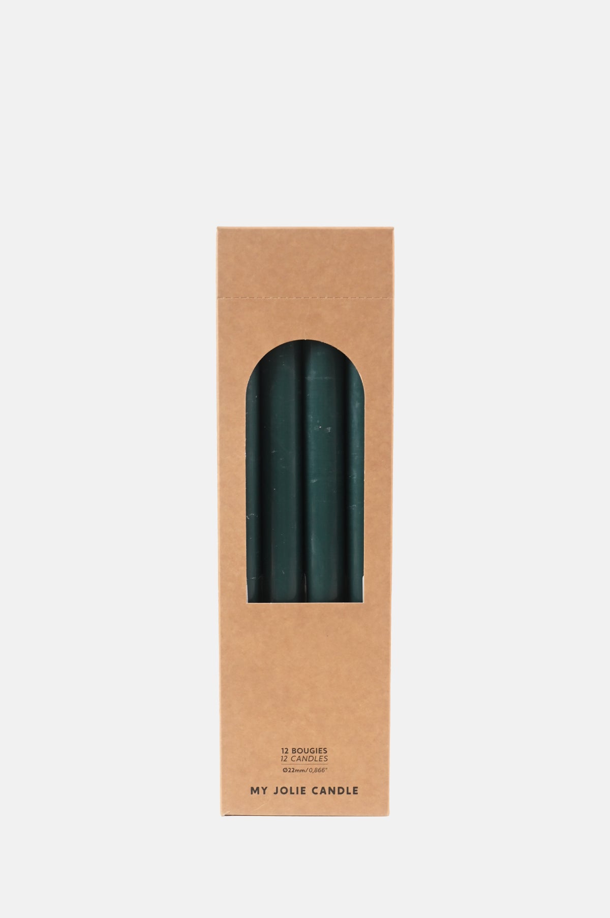 My Jolie Candle Box of 12 Dinner Candles Vert Foret.