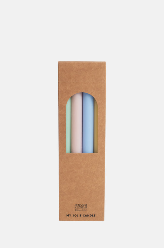 Set of 12 Spring Pastel Mix Dinner Candles