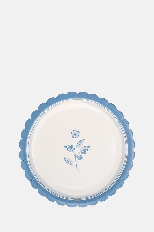 Round Blue Flower 8" Plate