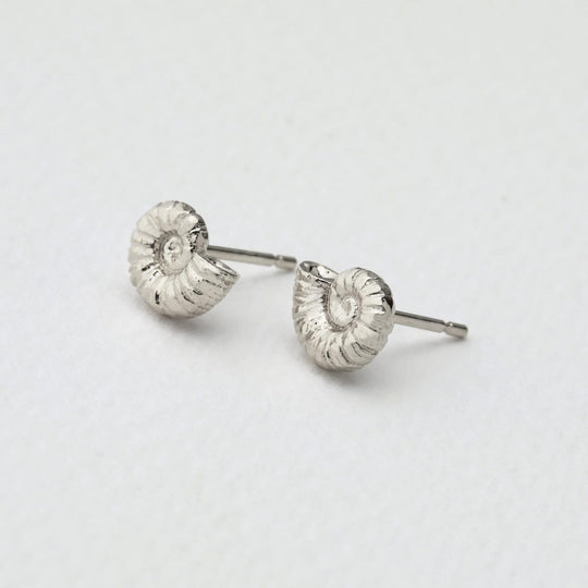A.M. Small Ammonite Stud Earrings Silver