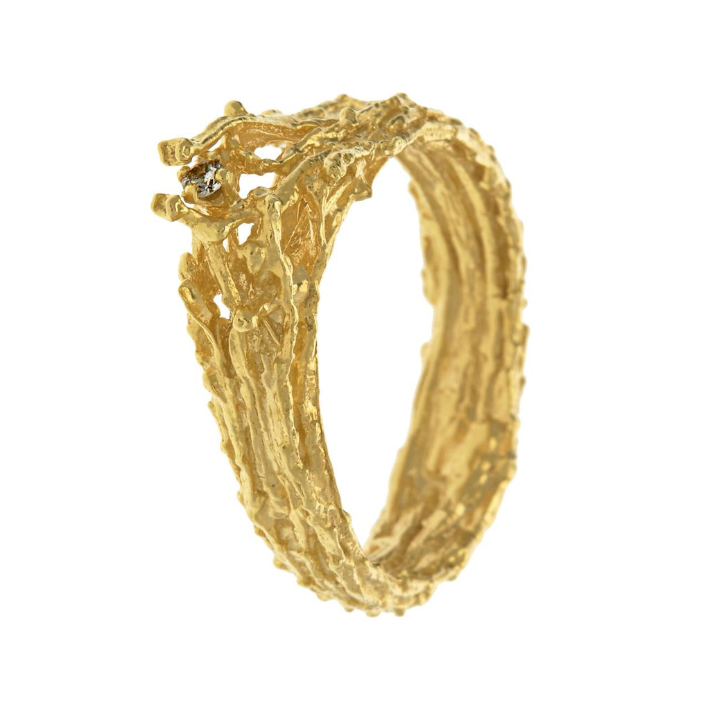 A.M. Champagne Diamond Nest Structure Ring Gold