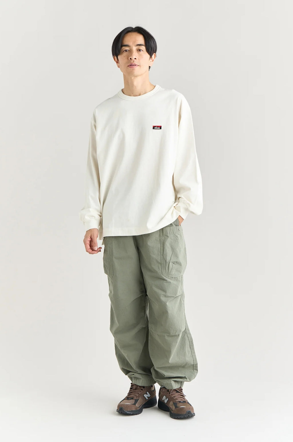 Box Logo Embroidered L/S Tee White
