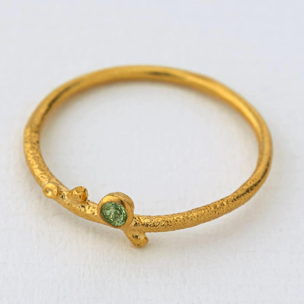 A.M. Underwater Stacking Ring with 2mm Peridot Gold