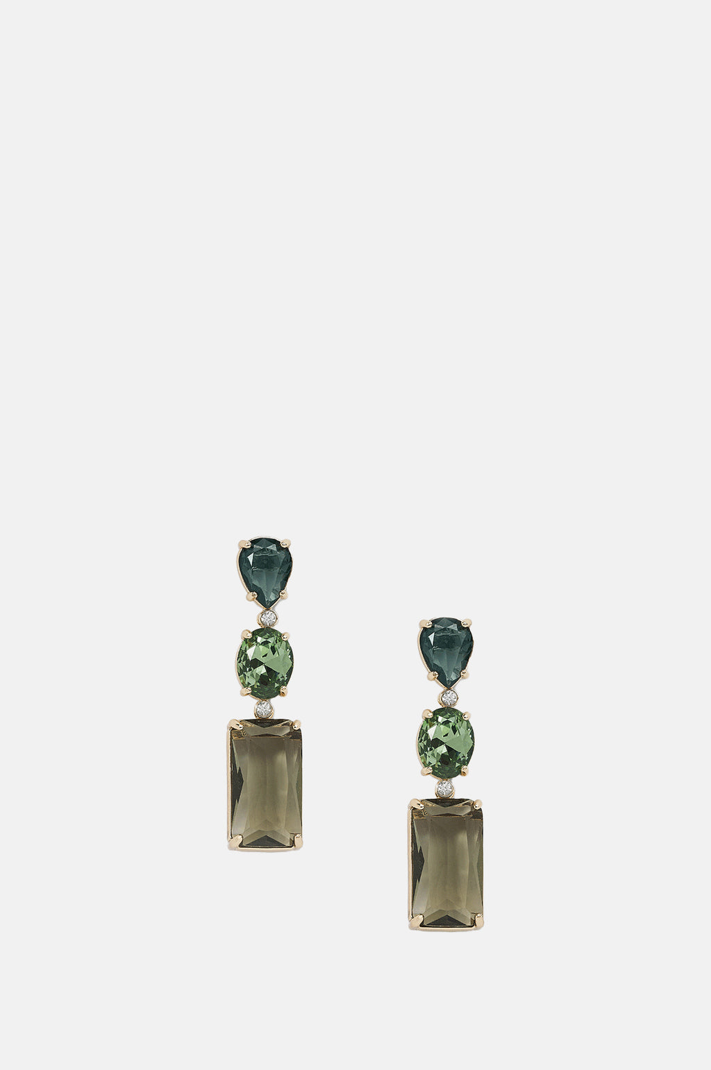 Olive and Piper Gianni Gold Green Convertible Drop Earrings.