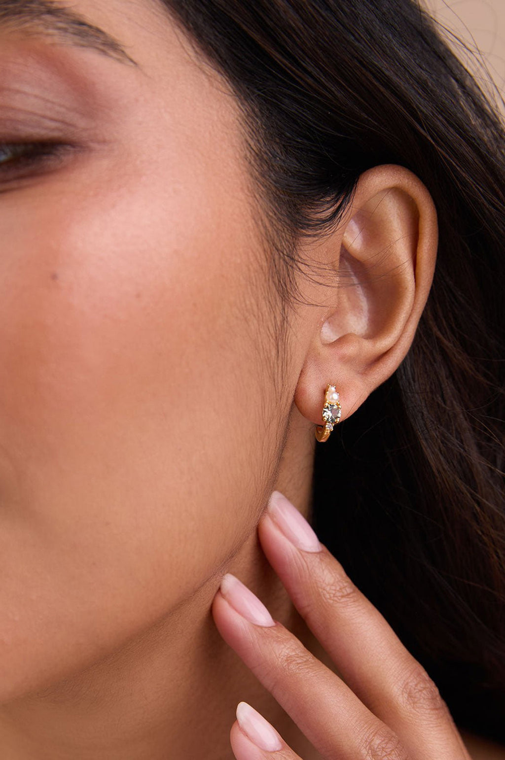 Oliver Gold/Green Hoop Earrings