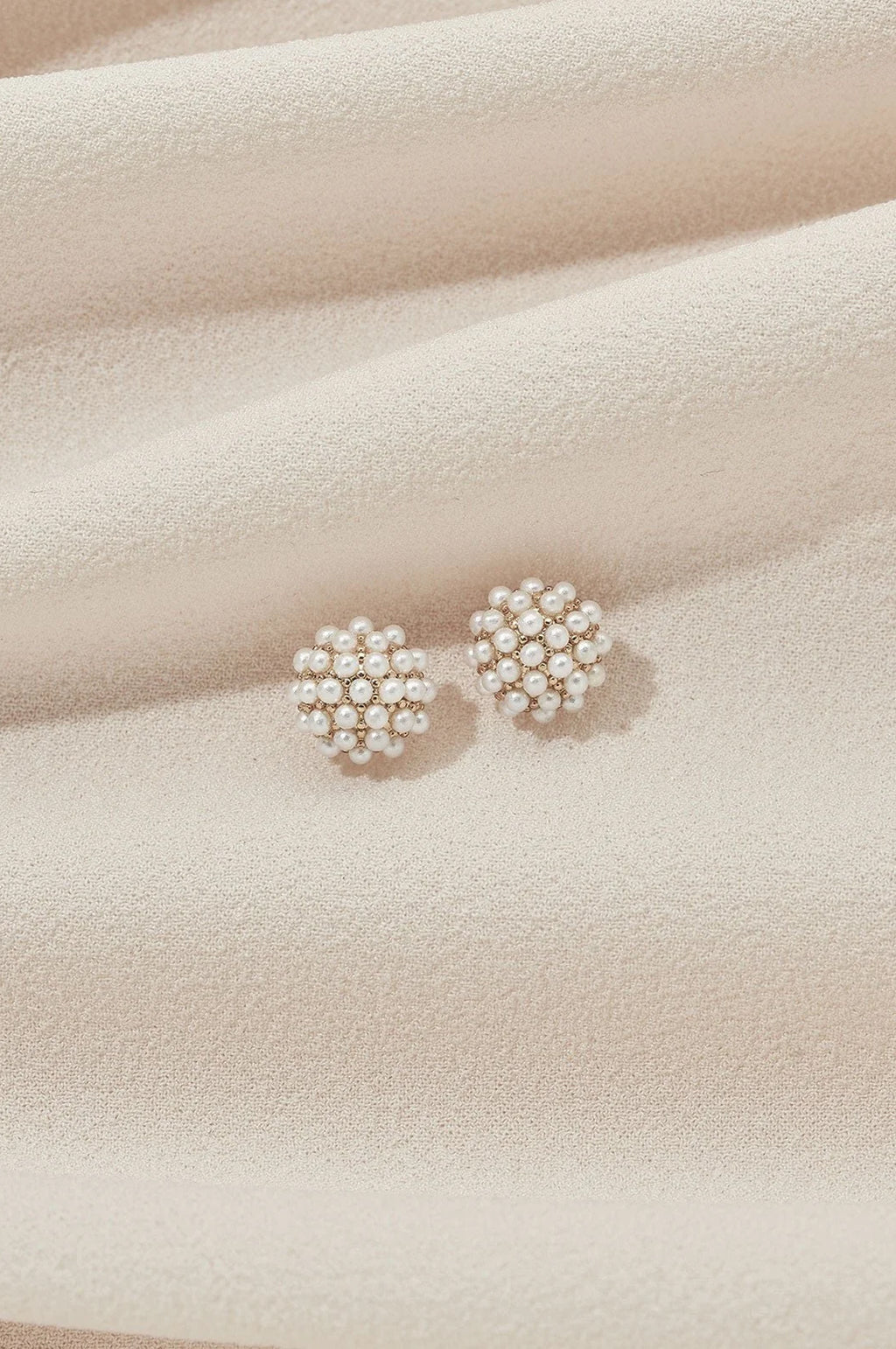 Mini Pearl Pave Stud Earrings