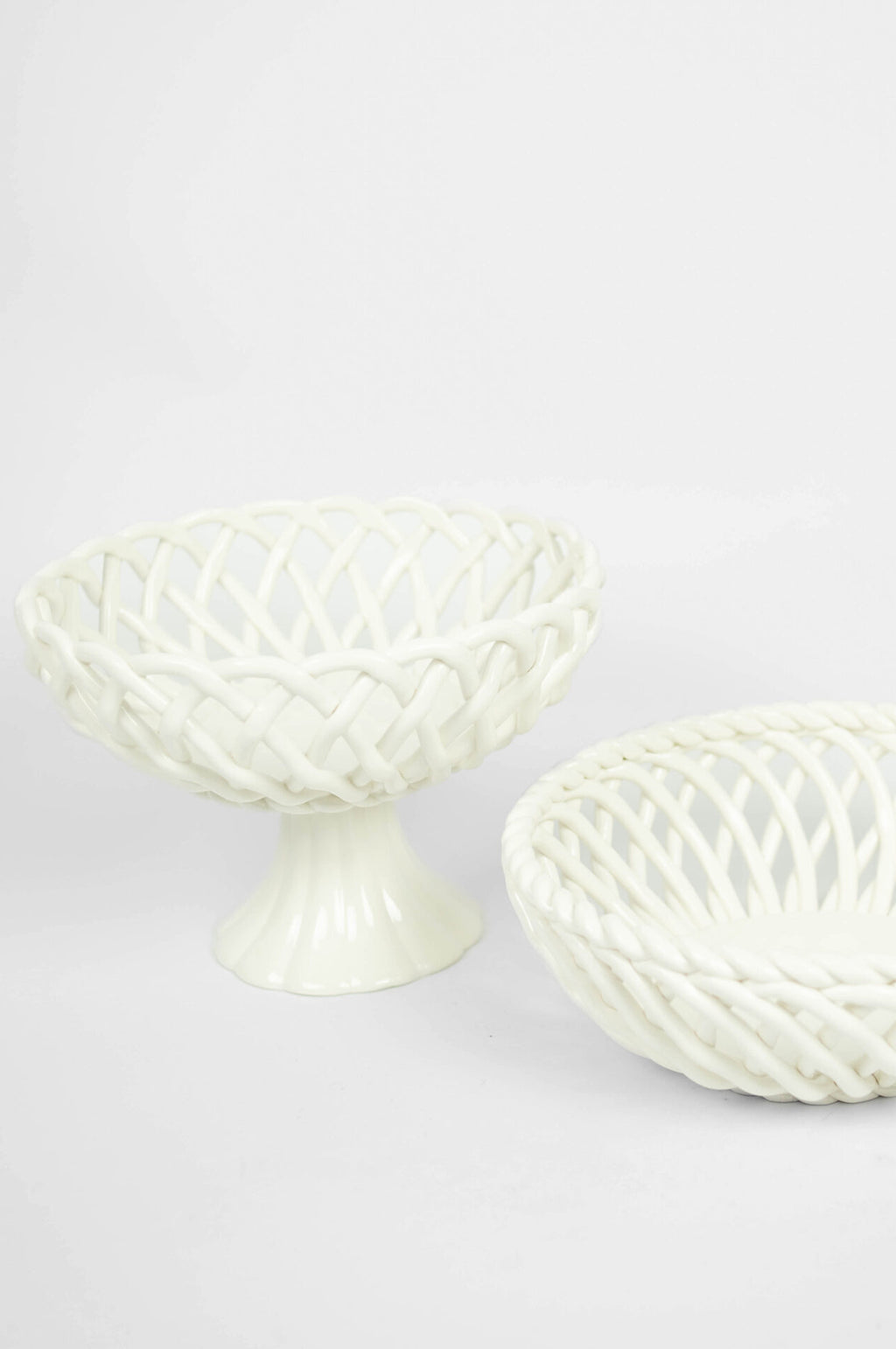 Ruth Porcelain Basket On Foot