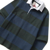 Classic Rugby Shirt Blue/Green Wide-Stripe