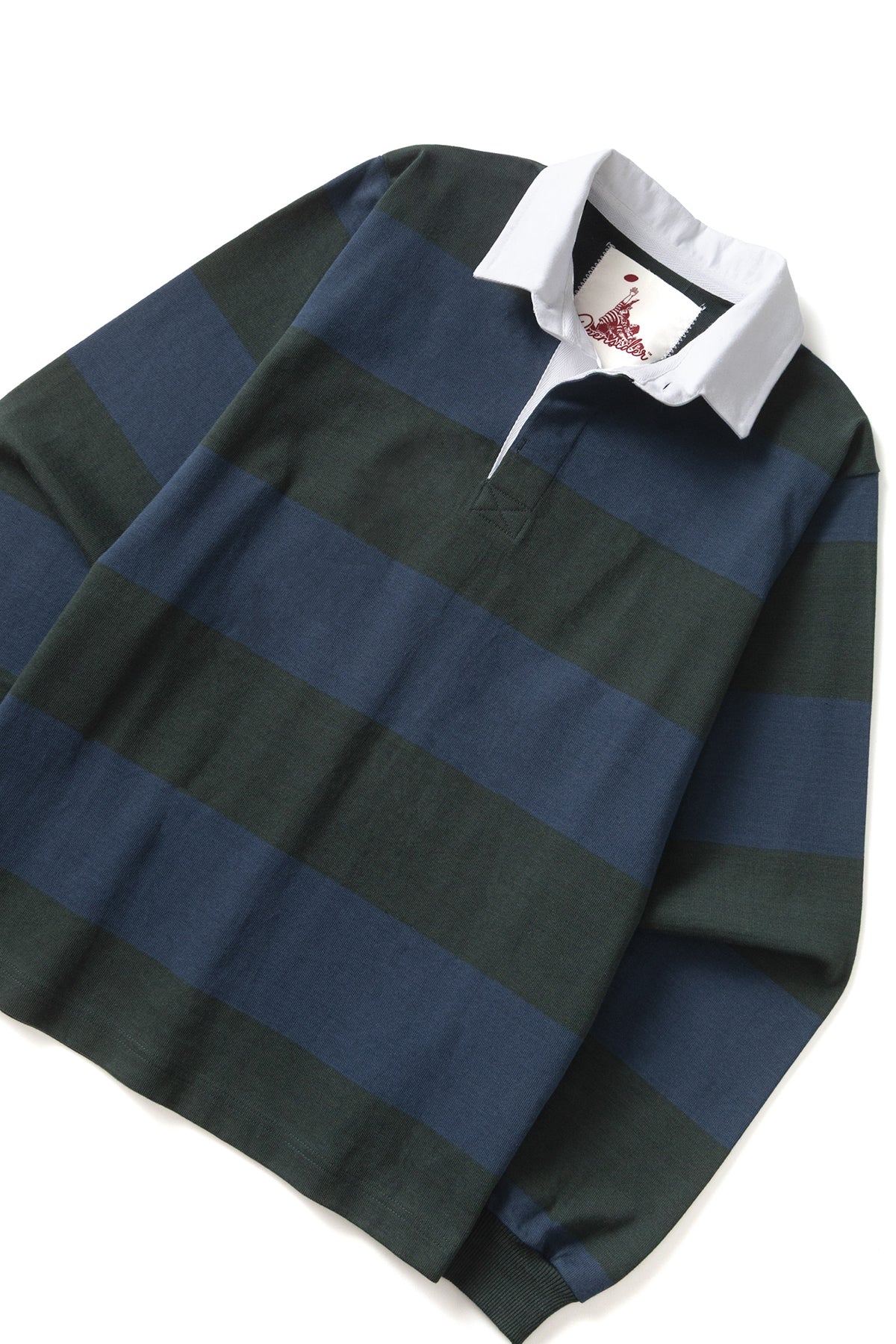 Classic Rugby Shirt Blue/Green Wide-Stripe