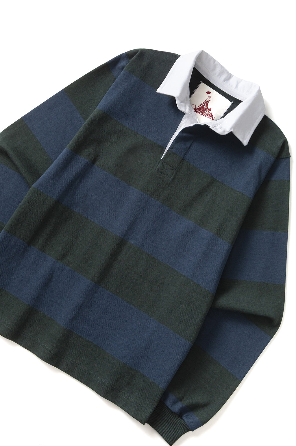Classic Rugby Shirt Blue/Green Wide-Stripe
